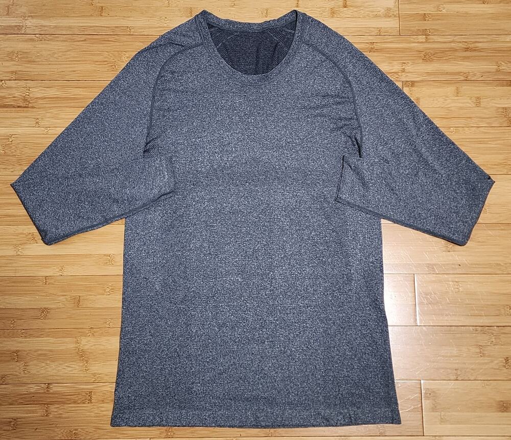 Lululemon Shirt Mens M Gray Metal Vent Tech Performance Stretch Long Sleeve Gym